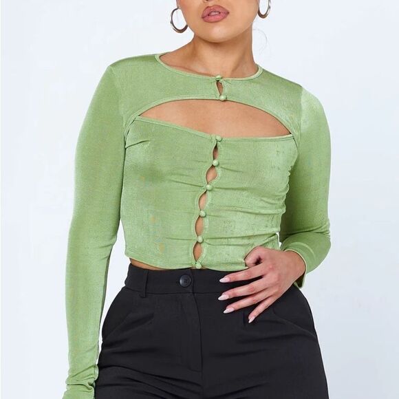 Princess Polly Tops - NWOT Princess Polly Nikita Long Sleeve Top Green
